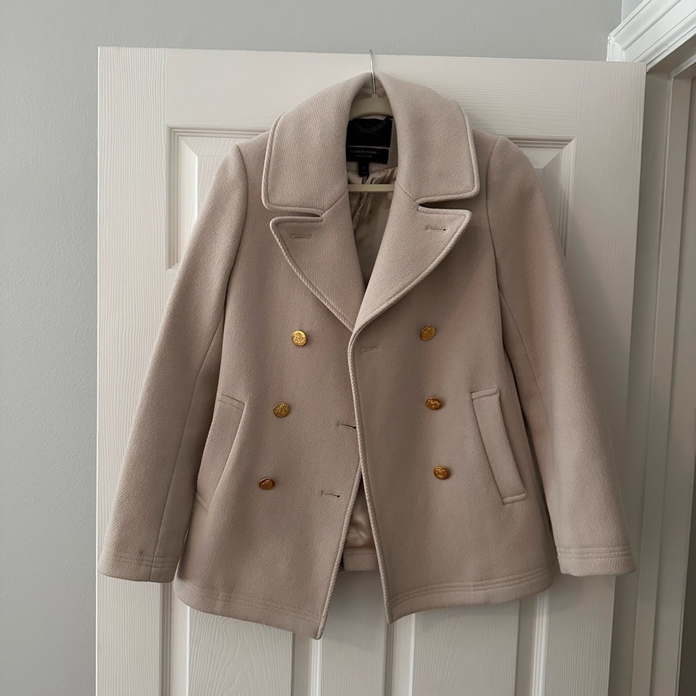 J. Crew Beige Peacoat with Gold Buttons
